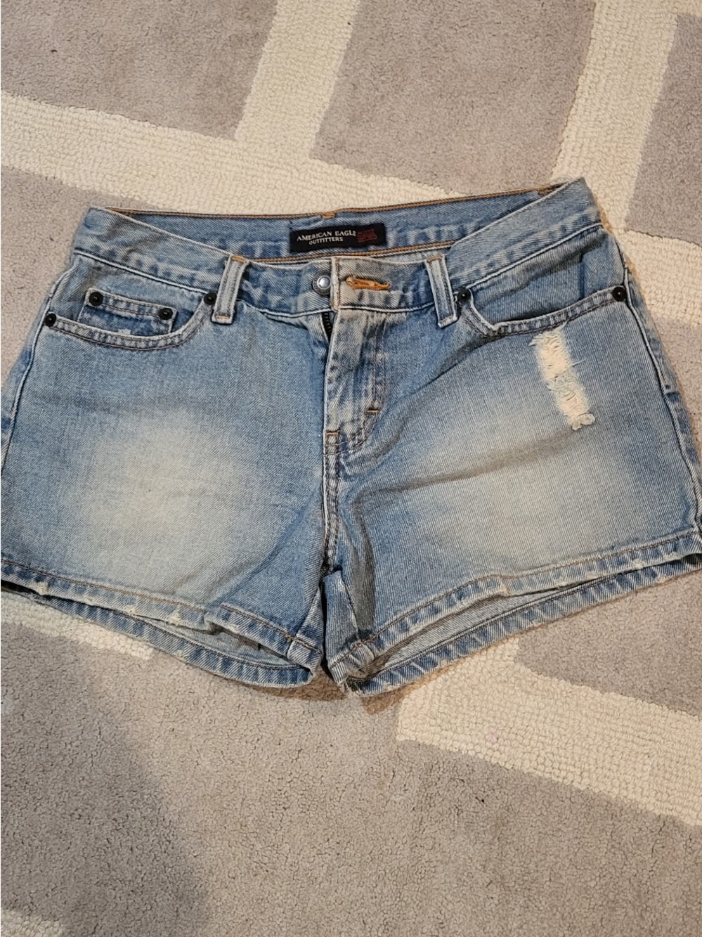 American Eagle Outfitters Light Wash Distressed Denim Shorts